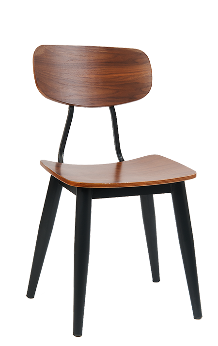 Black Metal Chair with Veneer Back & Seat-1