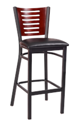 Dark Mahogany Darby Series Slat Back Metal Barstool