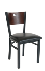 Walnut Oval Back Metal Chair with Vinyl/Veneer/Wood Seat Options