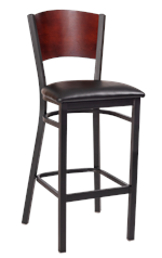 Dark Mahogany Metal Barstool