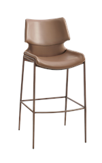 Wood Grain Metal Barstool with Vinyl Seat in Tan Brown