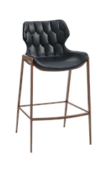 Wood Grain Metal Barstool with Black Vinyl Seat