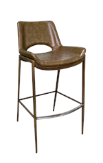 Wood Grain Metal Barstool with Tan Brown Vinyl Back & Seat for Indoor Use-1