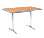 30x 48 Indoor/ Outdoor Aluminum Table with Imitation Teak Slats Top