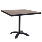 36"x36" Indoor/ Outdoor Black Aluminum Patio Table with Imitation Teak Slat Top