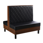 Melamine Double Booth w/ Diamond Tufted Back & Padded Black Vinyl Seat