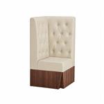 24"L x 46"H Corner Booth Unit, Diamond Tufted Cream Vinyl & Walnut Melamine Base