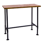 Indoor Pinewood Table Top with Black Pipe Metal Base in Bar Height