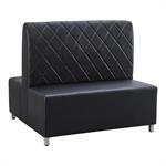 47"L x 44"H Vinyl Upholstered Double Booth with Black Metal Frame, Black Seat & Back
