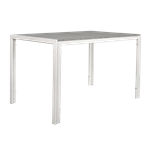 30"x48" White Steel Table with 1.5" Umbrella Hole, Light Grey Imitation Teak Slat Top