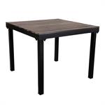 36"x36" Outdoor Black Steel Table with Teak Slat Top