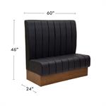 60"L Veneer Wood Booths in Black, Vinyl Padded Seat & Back