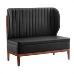 47"L x 46"H High-Back Veneer Single Booth with Black Vinyl Padded Seat and Channel Stitched Back