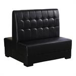 44"H, Square Tufted Back Vinyl Double Booth in Black, Wood Frame
