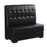44"H, Square Tufted Back Vinyl Single Booth in Black, Wood Frame